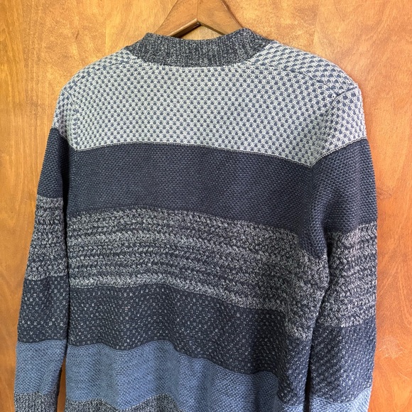 L.L. Bean Blue Patchwork 100% Organic Cotton Open Front Cardigan Sweater Knit XL - Picture 6 of 14